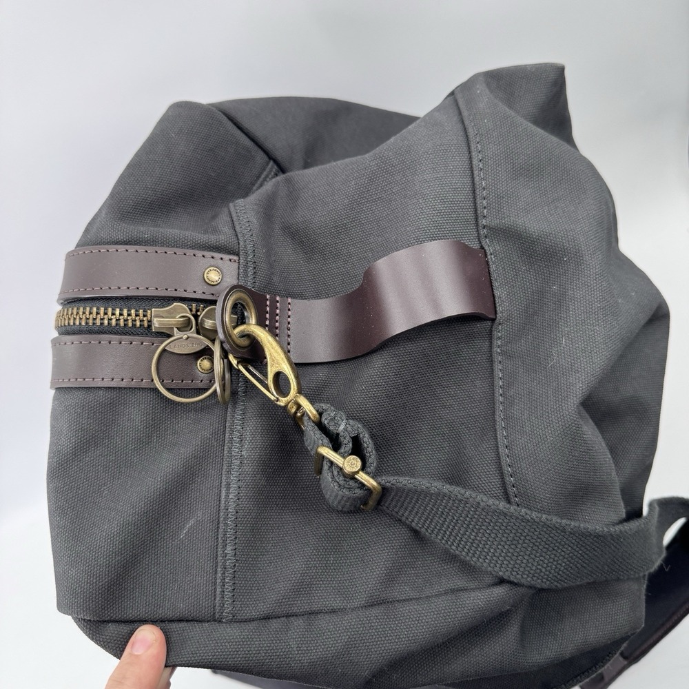 Lands End Blake Shelton Canvas Leather Large Travel Duffle Bag Gray Heavy Rigger - Picture 6 of 14